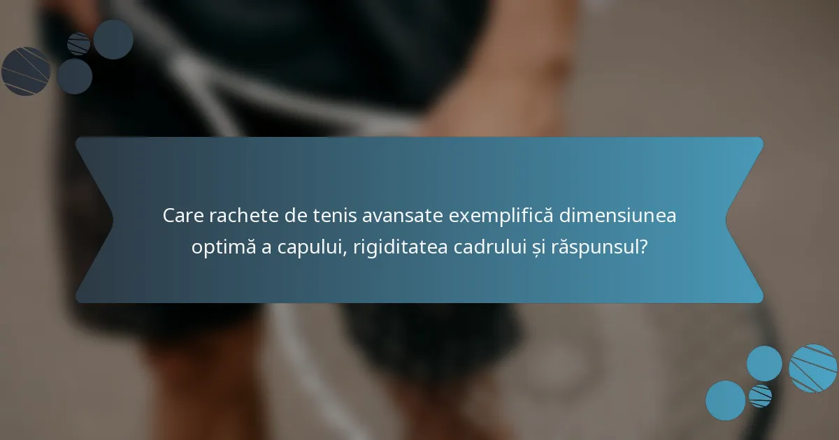 Care rachete de tenis avansate exemplifică dimensiunea optimă a capului, rigiditatea cadrului și răspunsul?