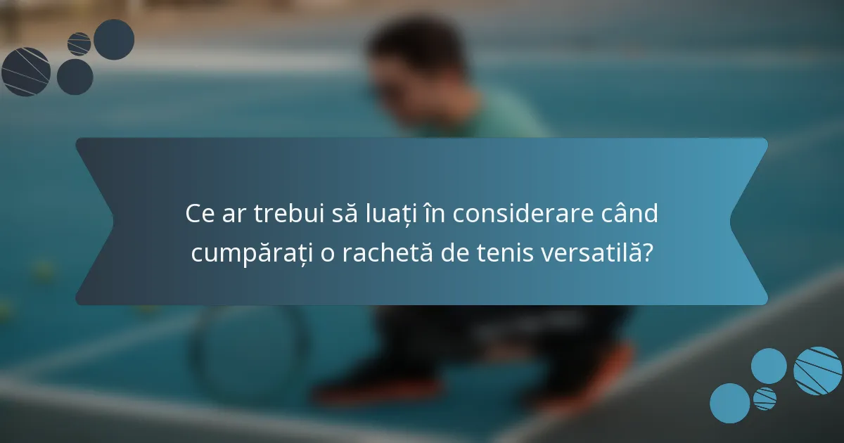 Ce ar trebui să luați în considerare când cumpărați o rachetă de tenis versatilă?