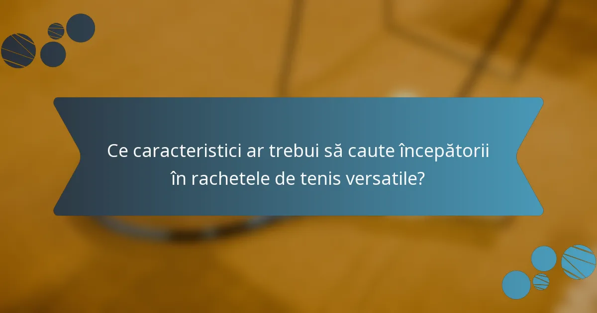 Ce caracteristici ar trebui să caute începătorii în rachetele de tenis versatile?