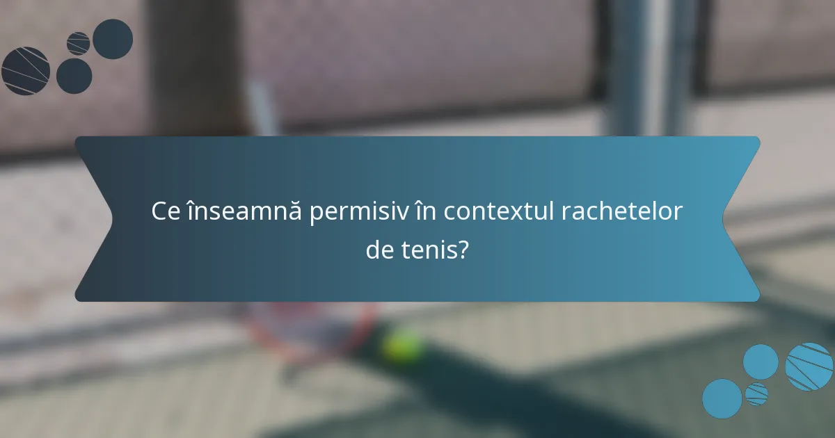 Ce înseamnă permisiv în contextul rachetelor de tenis?