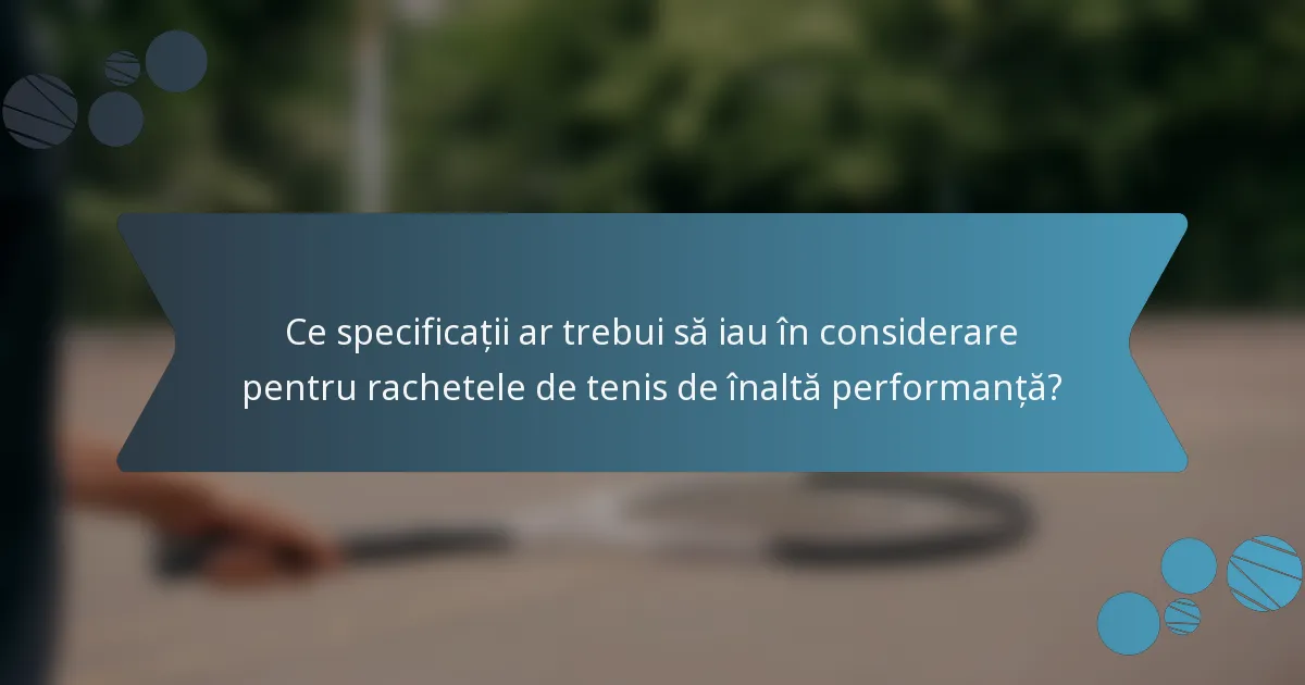 Ce specificații ar trebui să iau în considerare pentru rachetele de tenis de înaltă performanță?