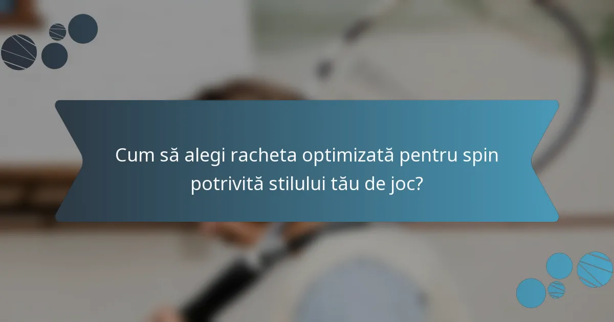 Cum să alegi racheta optimizată pentru spin potrivită stilului tău de joc?